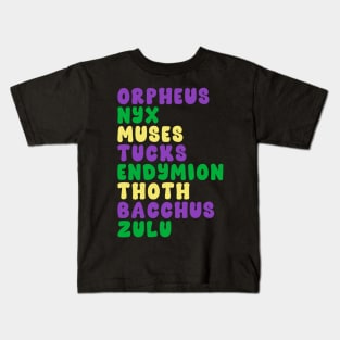 Mardi Gras Parades List Kids T-Shirt